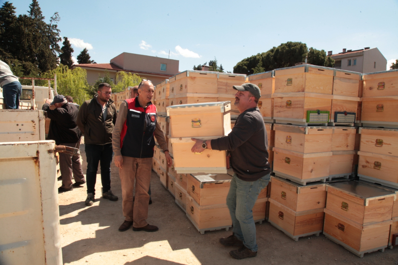 Çanakkale’de yangından etkilenen arıcılara kovan desteği