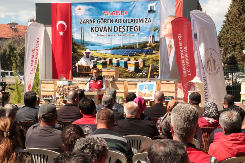 Çanakkale’de yangından etkilenen arıcılara kovan desteği