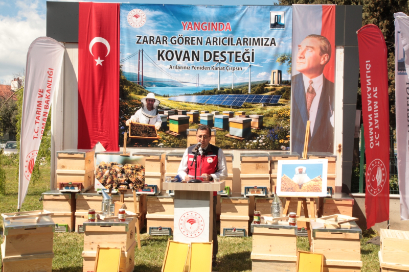 Çanakkale’de yangından etkilenen arıcılara kovan desteği