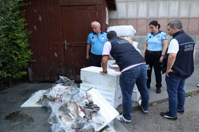 Antalya Büyükşehir Belediyesi Otogarda Kaçak Balık Yakaladı
