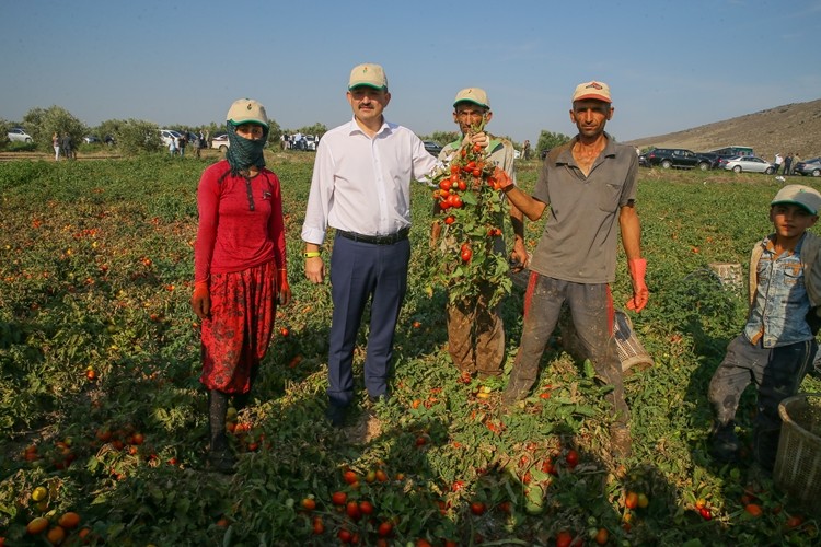 Bakan Pakdemirli Tarlada Tarım İşçileriyle Bir Arada