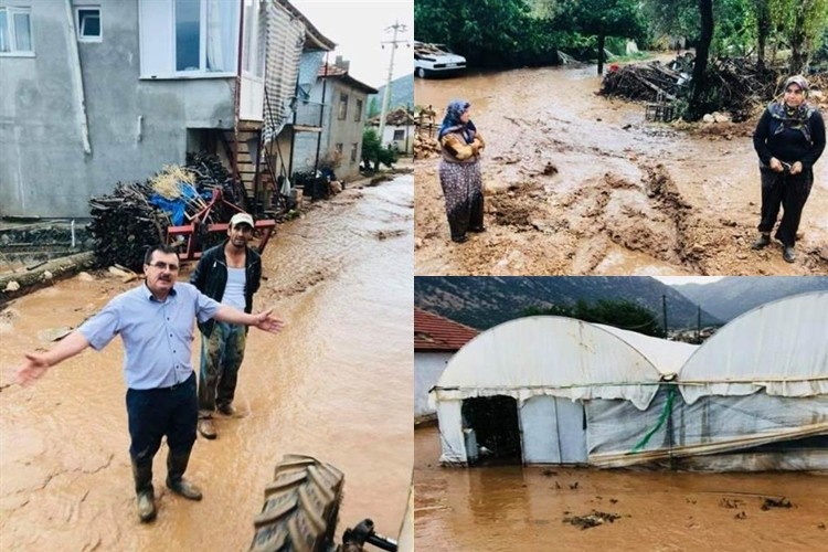 İlçe sel suları altında kaldı, üretici perişan oldu